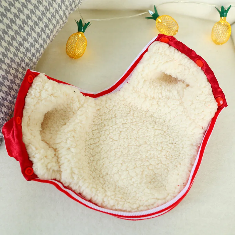 Новая модная красная одежда для собак зимнее теплое пальто маленьких Утепленная