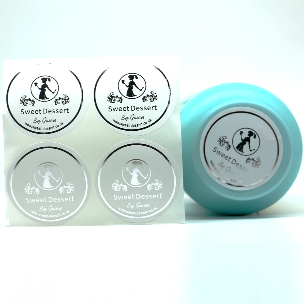 100 шт. серебряные наклейки s настроить прозрачные с логотипом Фольга клейкие