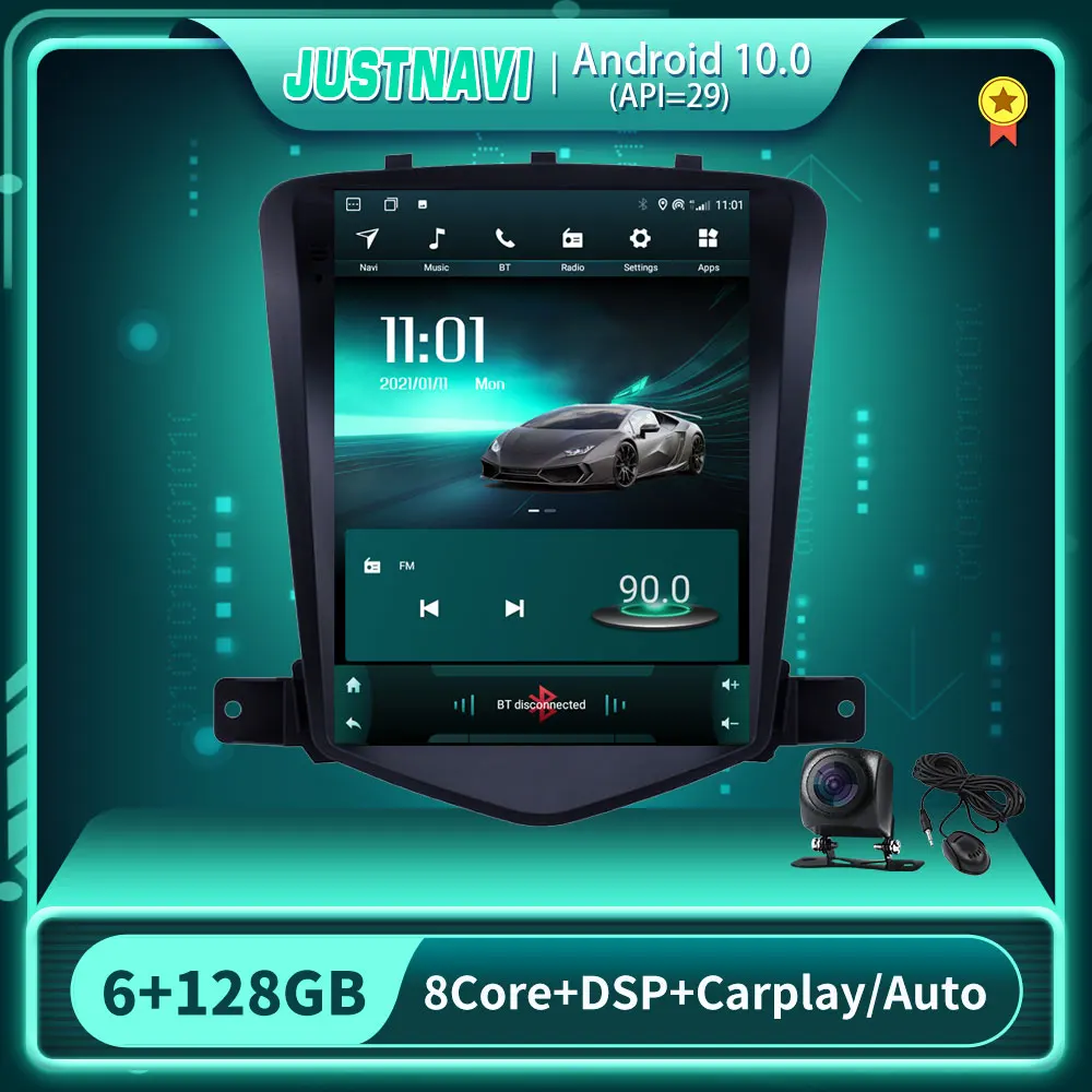 

JUSTNAVI Tesla Style Android 10.0 Car Radio For Chevrolet Cruze Lacetti Classic Lacett 2009-2015 Navi Multimedia Radio Player BT