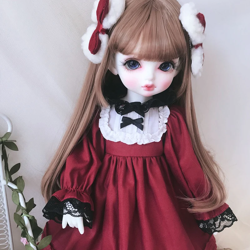Одежда для куклы BJD красное платье костюм для 1/6 YOSD 1/4 BJD MSD Blyth аксессуары для куклы BJD платье+ украшение для волос+ носки