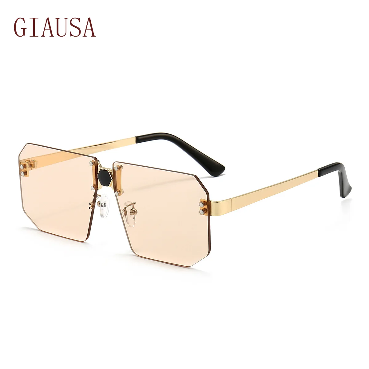 

GIAUSA New fashion rimless Sunglasses trend large box personality glasses sun shade Sunglasses night vision goggles