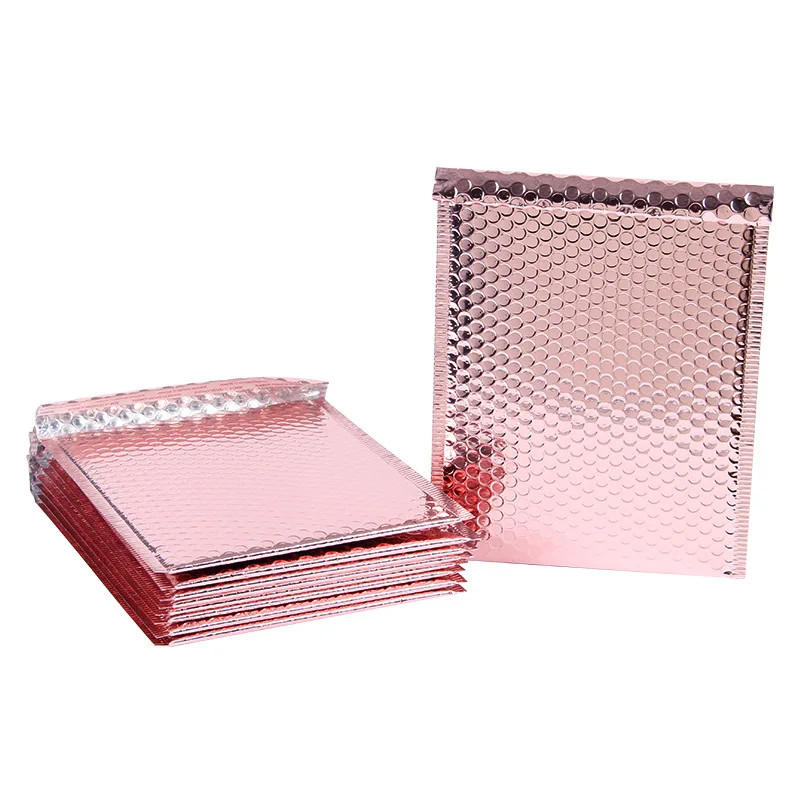 

10pcs/lot Gold Foil Plastic Padded Bubble Envelopes Bags Mailers Envelope With Bubble Mailing Bag Business Supplies 15*13cm+4cm