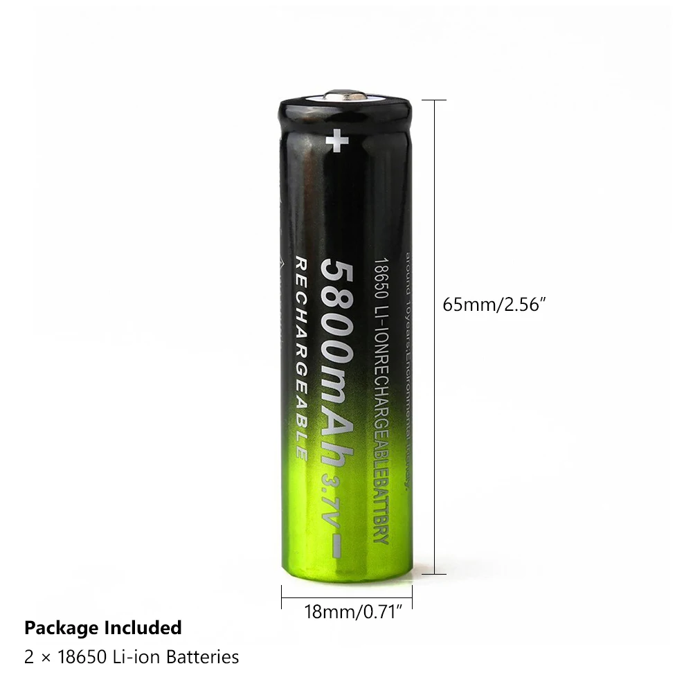 2 шт. 18650 батарея 5800mAh 3 7 V литий ионная аккумуляторная высокой мощности для