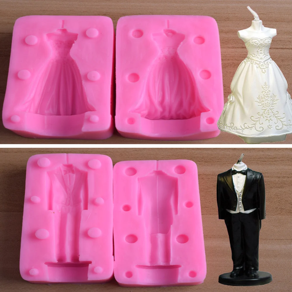 

2 шт./компл., 3D силиконовые инструменты для выпечки невесты жениха, форма для помадки, форма для сахарной глазури, «сделай сам», инструменты для украшения тортов, свадебные украшения