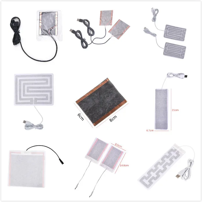 Один или 2 шт. 2-12 В углеродное волокно грелка для рук USB нагревательная пленка