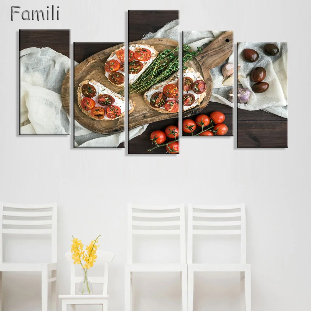 Фото 5 шт. вкусные овощи пицца HD Печать Бескаркасный Плакат Живопись Холст Искусство восстанавливающее быстрое питание декор для стены магазина хорошая печать №2