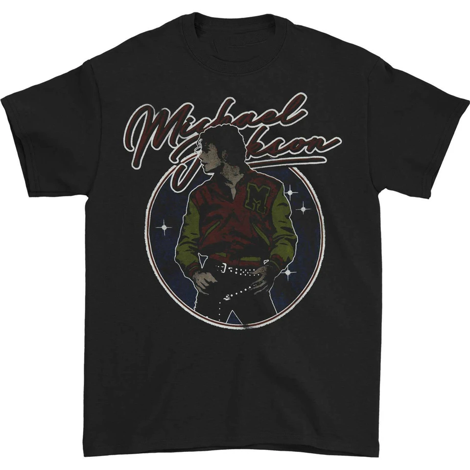Майкла Джексона Men'S Mj Thriller Varsity куртка футболка Черная Праздничная