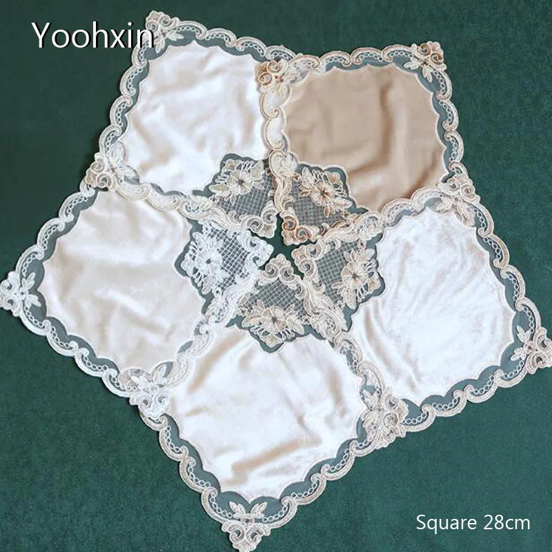 

Luxury Patchwork square lace table place mat cloth pad cup coaster placemat tea doily kitchen wedding Christmas decor tableware