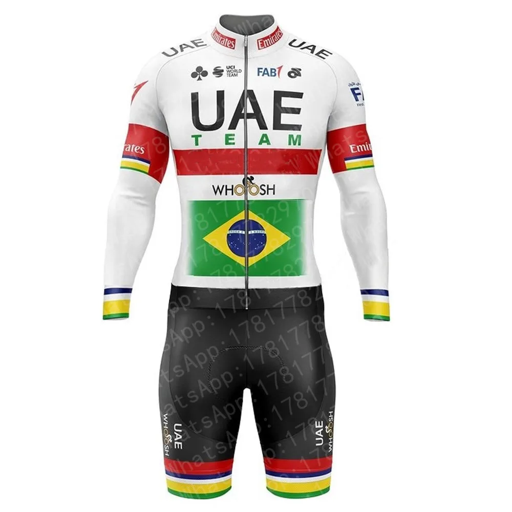 

2021 UAE Cycling Team Clothing Bike Skinsuit 20D Pad Long Set Men Quick Dry Pro Bicycle Jumpsuit Maillot Ciclismo Roadbike Wear