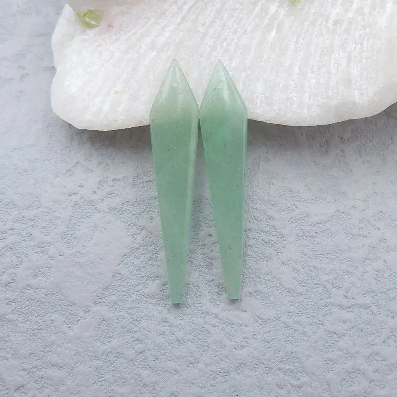 Серьги из натурального зеленого авантюрина 39x8x3 мм 3 г | Украшения и аксессуары