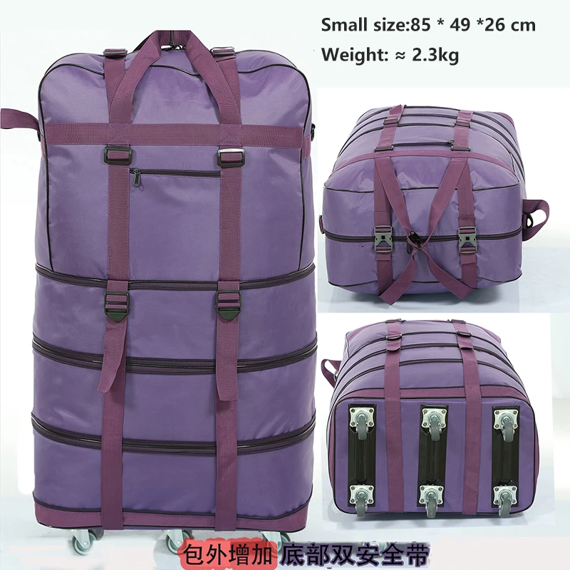 Small purple Складной чехол на колесиках 158, авиационная сумка с колесиком, дорожная сумка, большая вместительность, ткань Оксфорд, для путешествий за границу, сумка для багажа - Цвет: Small purple