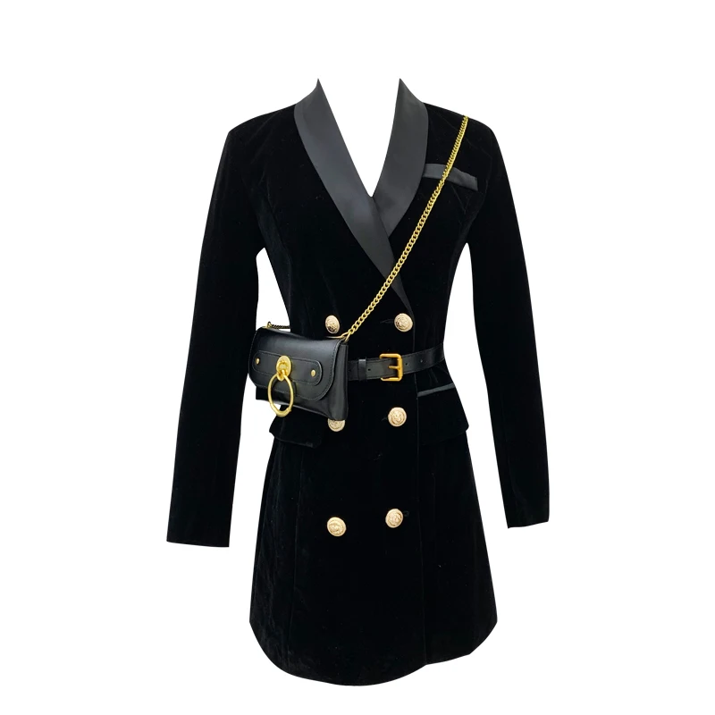 Женское бархатное платье-пиджак с длинным рукавом приталенный пиджак | Женская