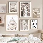 Мечеть дверь Далия цветок Модная девушка фанат скандинавский постер и принты настенная живопись на холсте настенные картины для декора гостиной