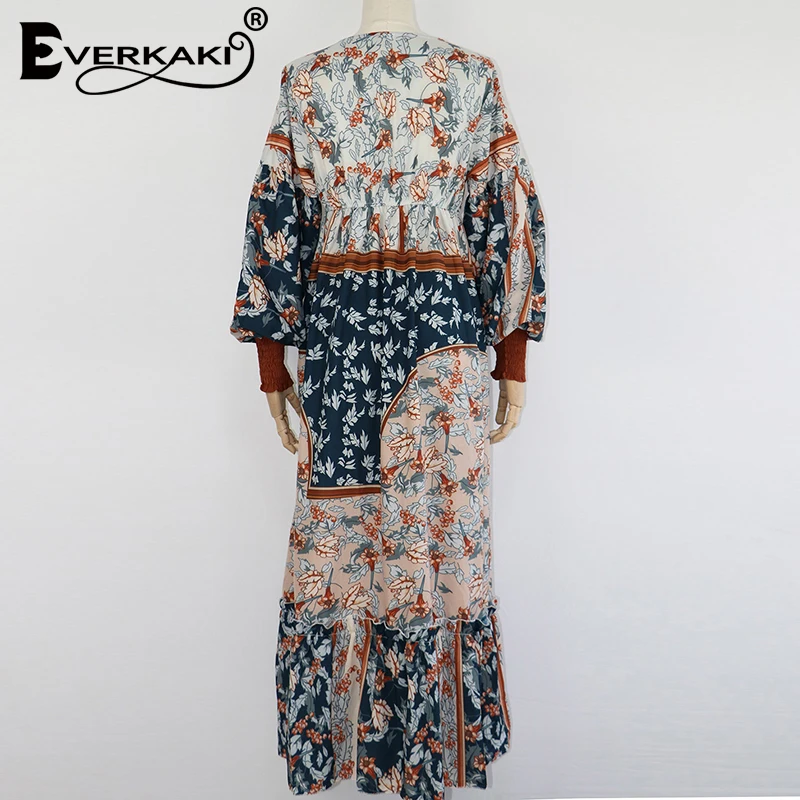 Женское длинное платье в стиле бохо Everkaki свободное винтажное макси с цветочным