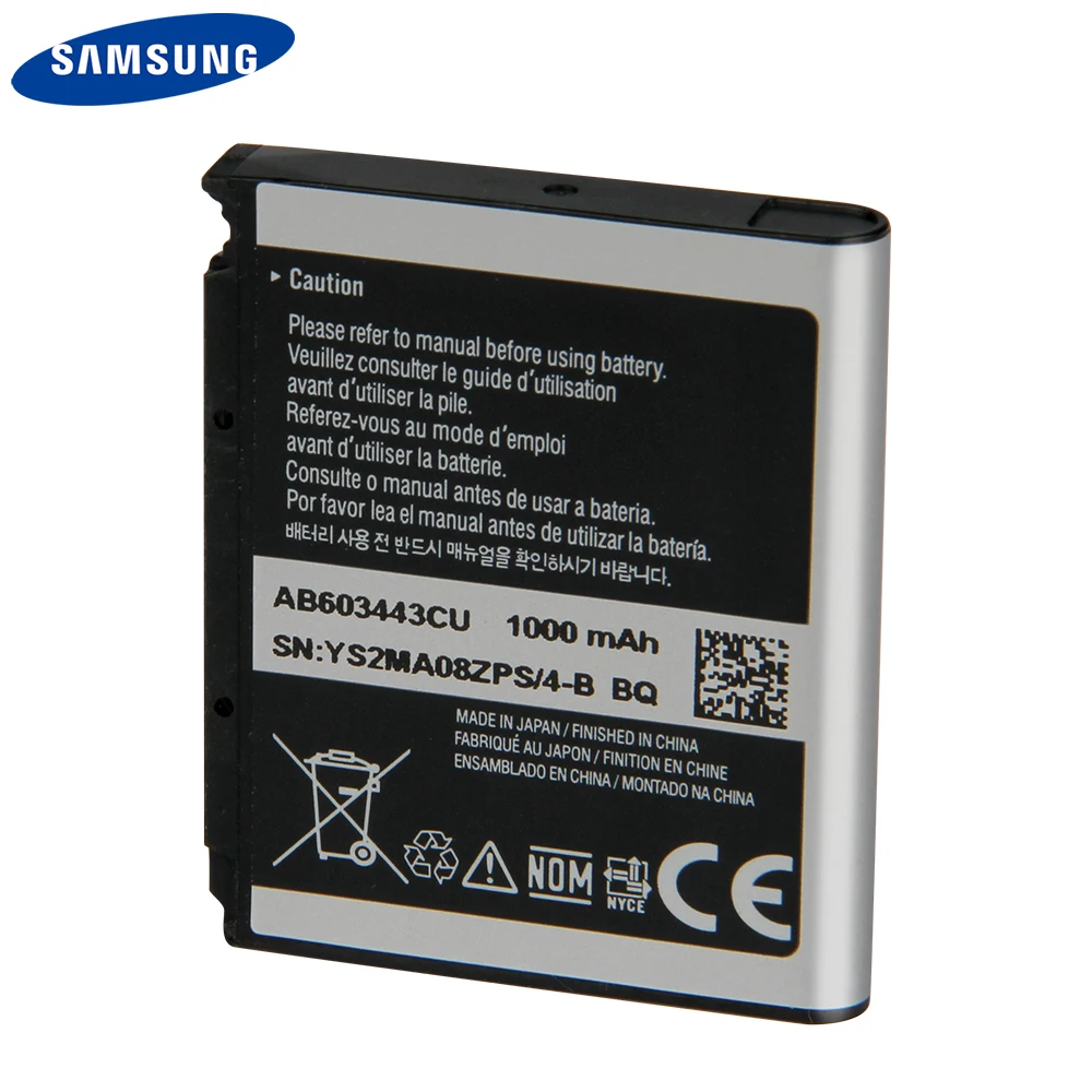 Аккумулятор AB603443CU для Samsung S5230C F488E G808E L870 W159 S7520u GT-S5233 G800 S5230 F539 1000 мАч сменный