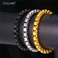 collare box chain bracelet men link chain jewelry goldblack color bracelets bangles 316l stainless steel men bracelet h156