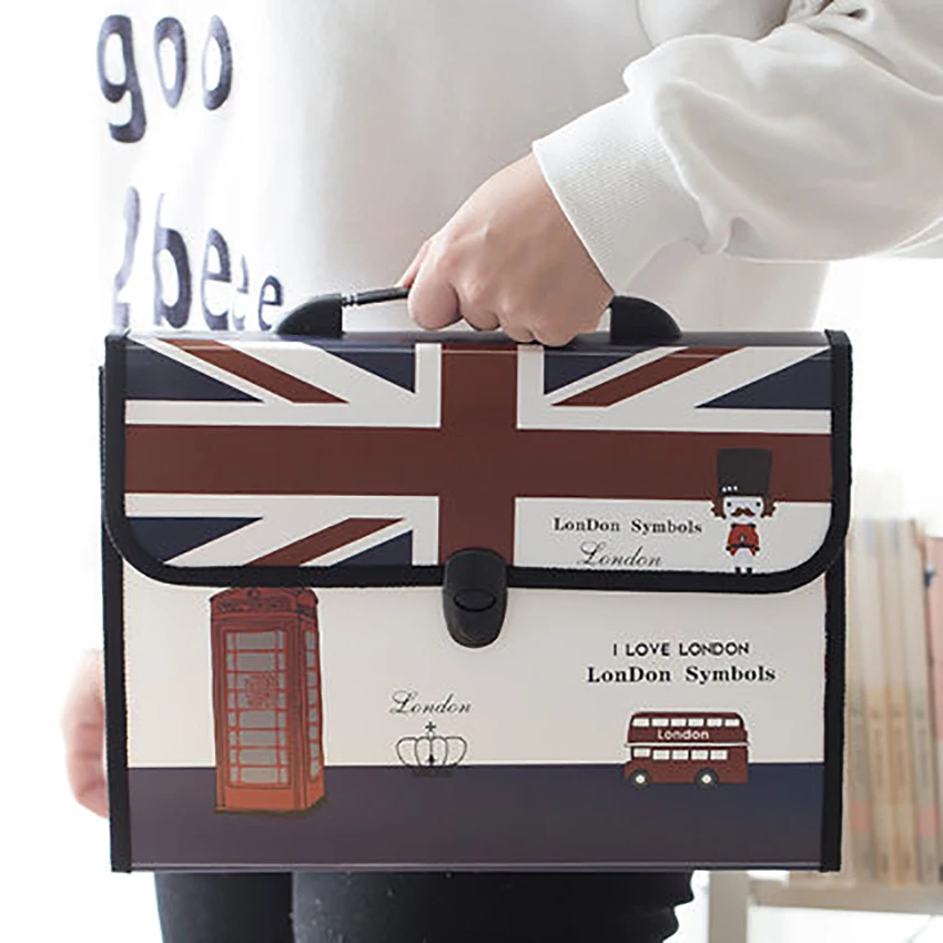 12/13 слоев А4 расширяющийся мешок портативный бумажный держатель для документов