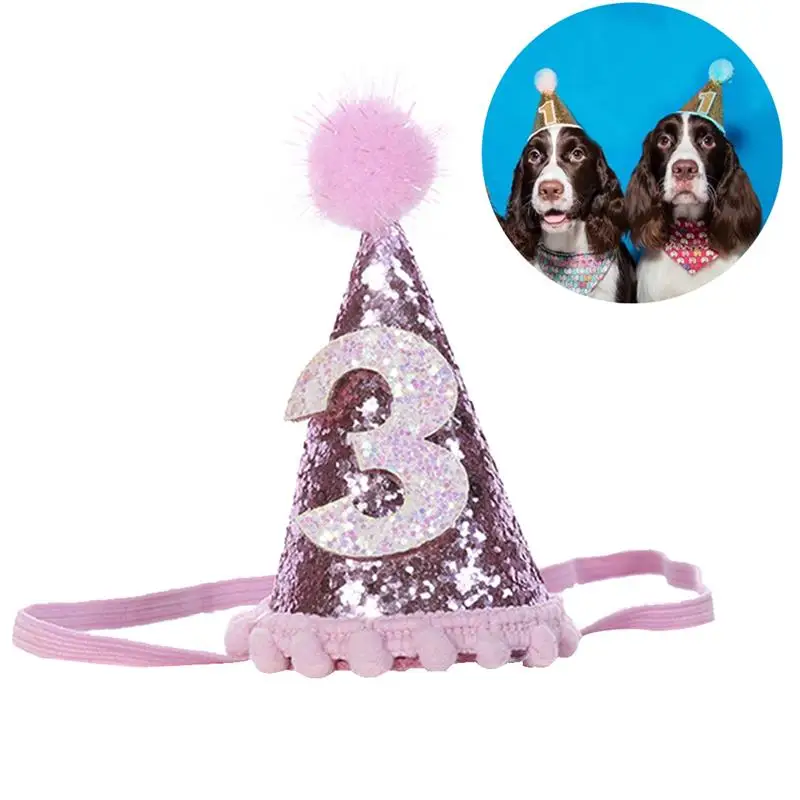 

1pc Dog Birthday Hat Decor Shiny Dog Hat Pet Headband Pet Headwear For Dogs Cats Hair Accessories For Birthday Party