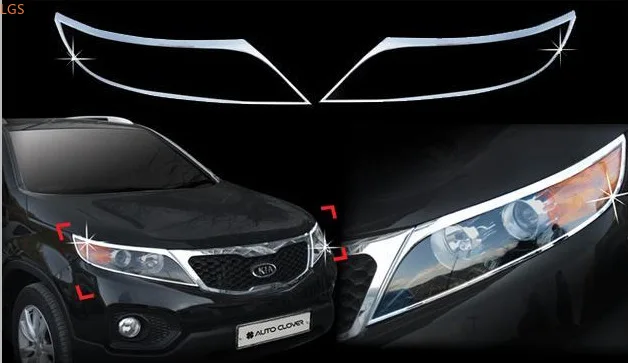 

For Kia Sorento 2011-2014 ABS Chrome Headlight bright strip Headlight decoration frame Scratch-resistant Car styling