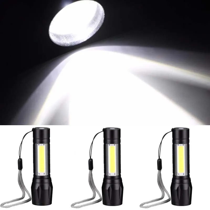 

Hot Sale Torch Portable Rechargeable Lamp T6 COB LED Zoomable Tactical Flashlight USB Lamp Party Gifts