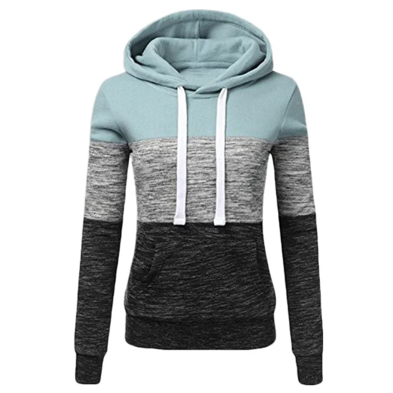 

Cross-border Supply 2022 Autumn European And American Women's Long-sleeved Hooded Top Casual Color Matching Hooded Sweater