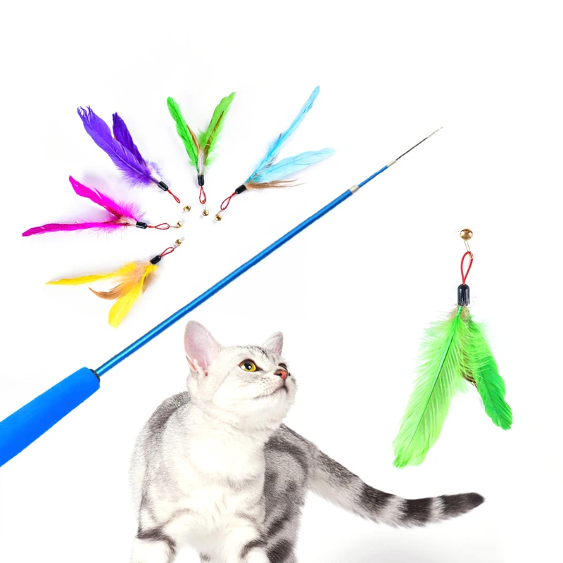 

Сменная плюшевая игрушка для кошек, Интерактивная игрушка-палочка, игрушка для котят, большое мягкое перо