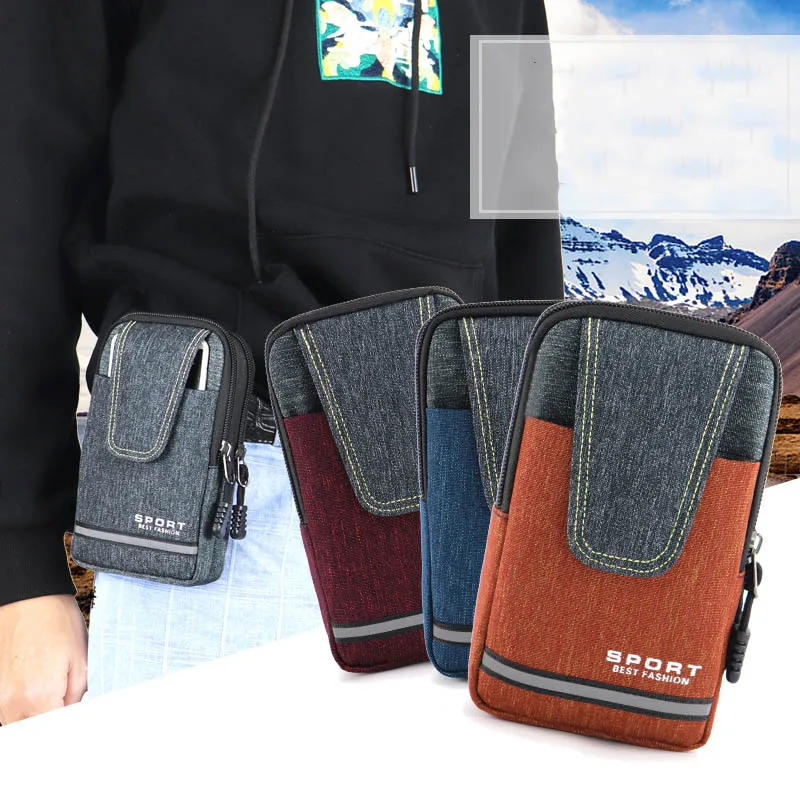 Universal Waterproof Oxford cloth Cell Phone Bag For Samsung/iPhone/Huawei/Nokia/Xiaomi Wallet Case Belt Pouch Coin Purse Pocket