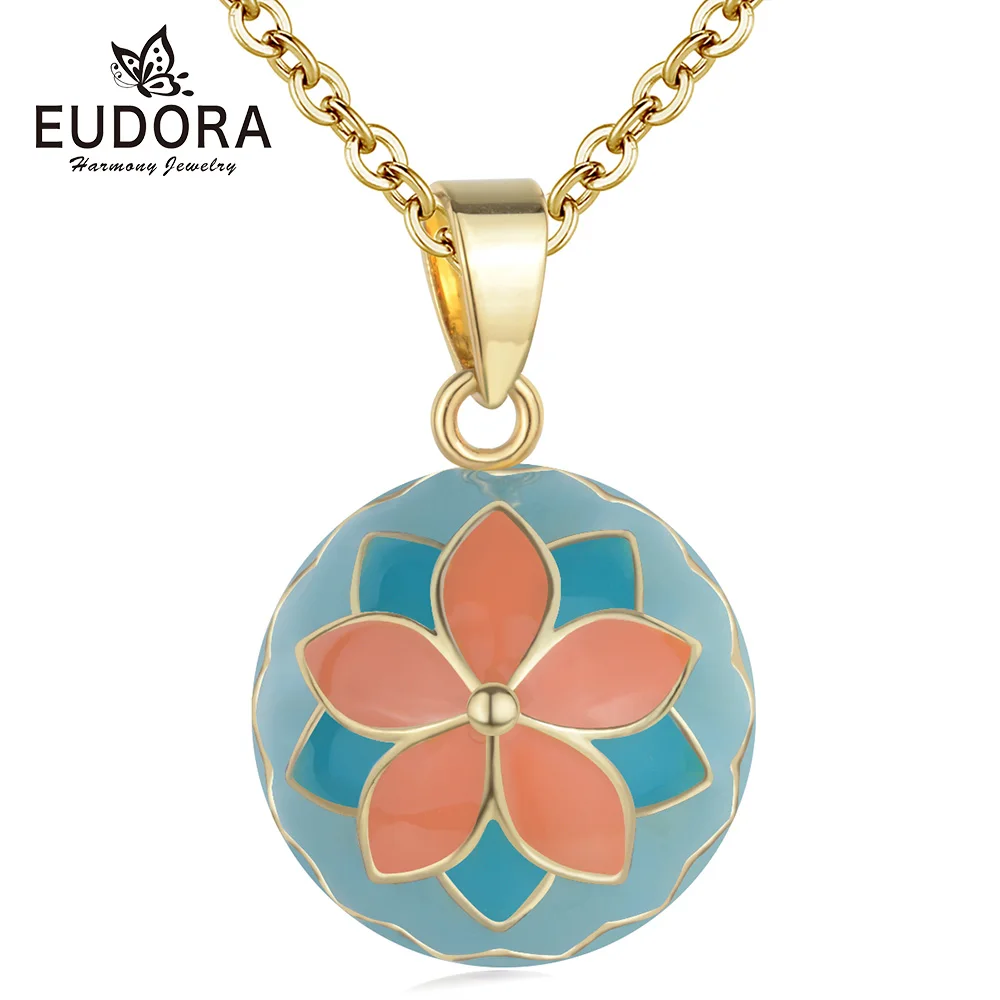 

Eudora Orange balloon flower Chime balls Harmony Ball Necklace 20 mm Sound Music Mexican Ball Pendants Maternity Women Necklace