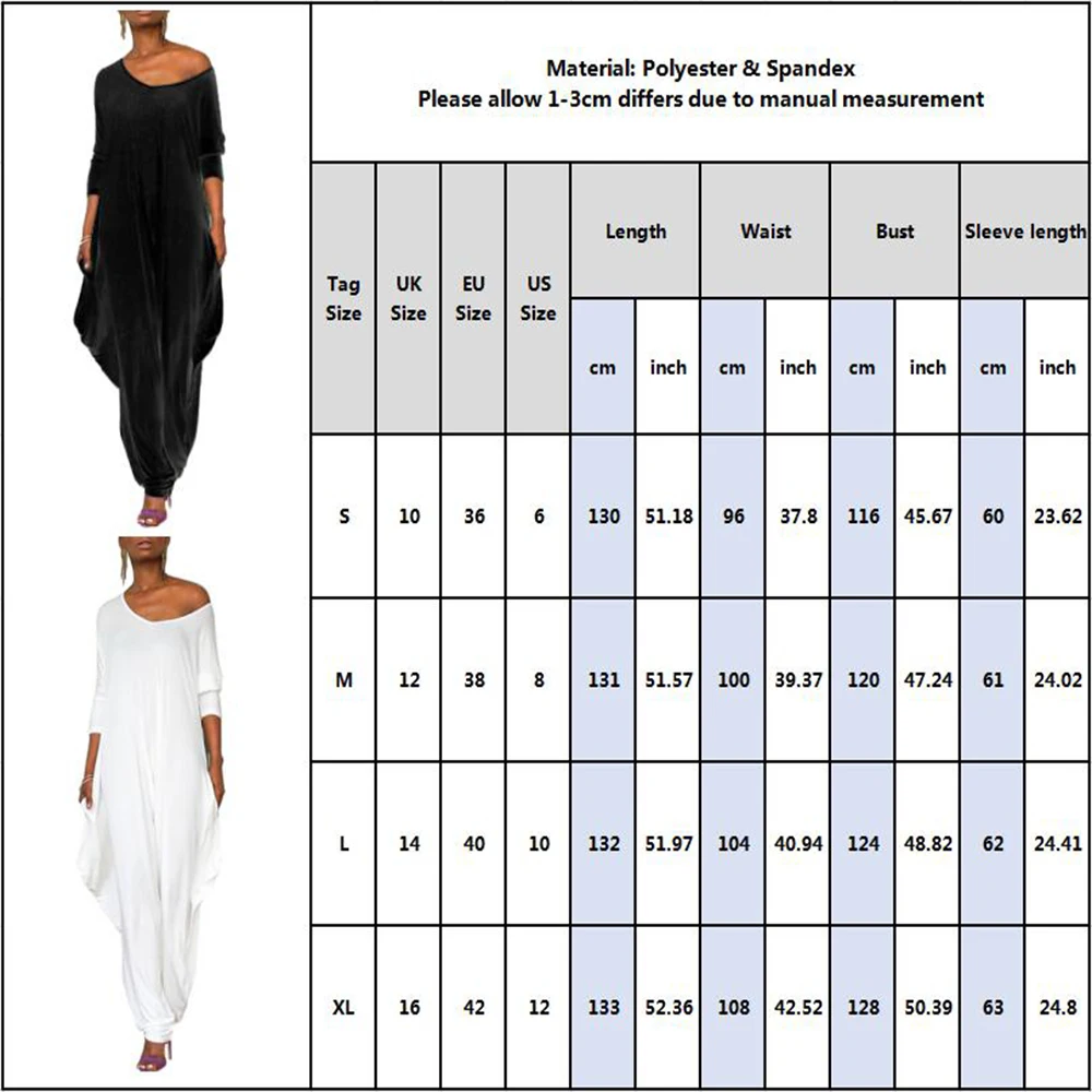

Women Rompers 2020 Sexy One Shoulder Long Sleeve Jumpsuit Plus Size Autumn Long Pants Loose Elegant Overalls wholesale dropship