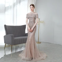 luxury crystal mermaid evening dresses 2022 newest dubai wedding party major beaded formal prom gowns robe de mari%c3%a9e in stock