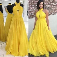 maid of honor halter backless bridesmaid dresses chiffon for wedding party guest gown vestidos de dama de honor robe fille