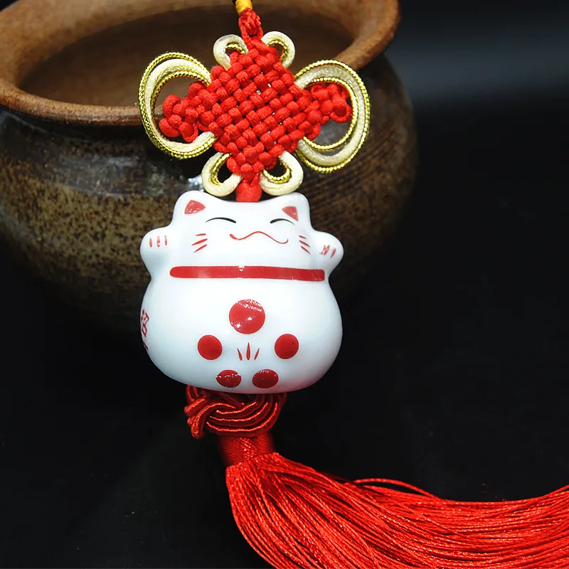 

Lucky Cute Cat Car Hanging Ornament Panel Toy Small Cat Blessing Gift Car Interior Accessories Auto Rearview Mirror Decoration