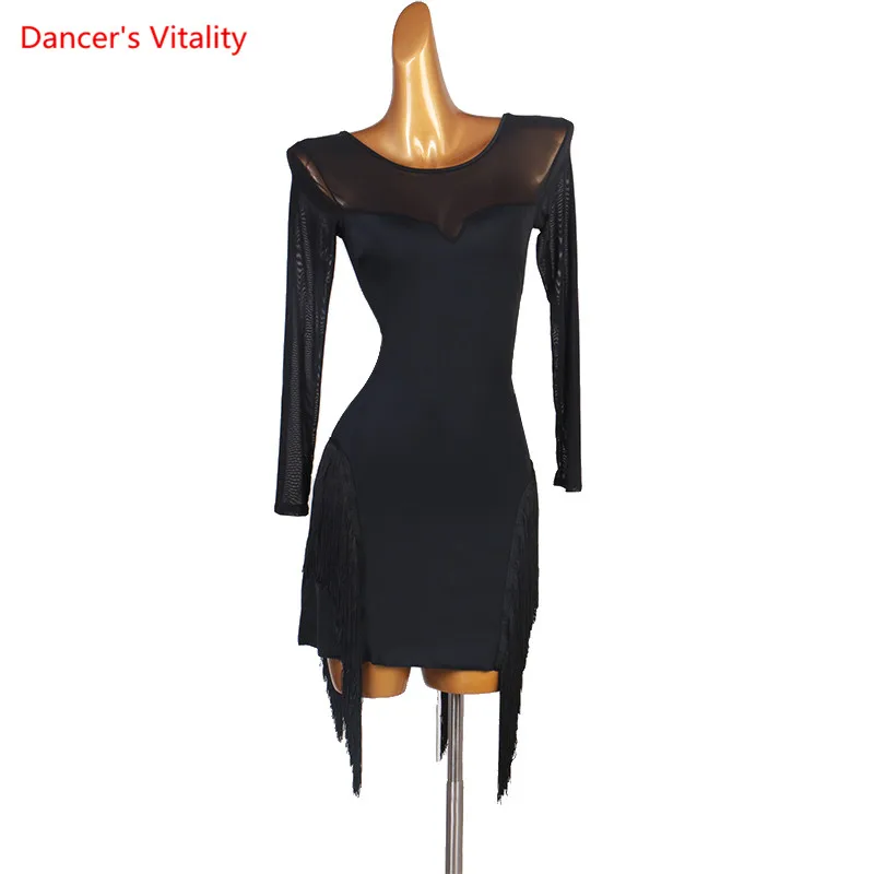 

Latin Dance Female Adult Temperament Tassel Dress Practice Clothing New Child Professional Custom High-End Performance Skirt