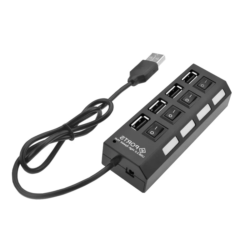 Двойной 4-портовый USB 2 0 с переключателем ВКЛ./ВЫКЛ. светодиодный компактный