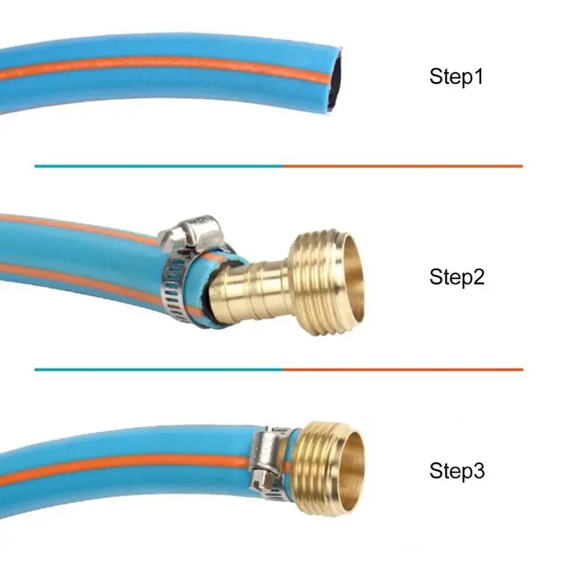 

Metal US Standard Thread 5/8" Garden Water Pipe Joint with Stainless Steel Hose Clamp Repair Mender Improvement Pipe Fittings