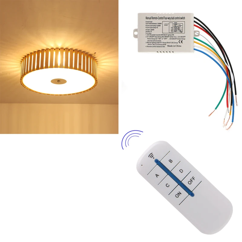 

4 Channel Wireless ON/OFF Lamp Remote Control Switch Receiver Transmitter New