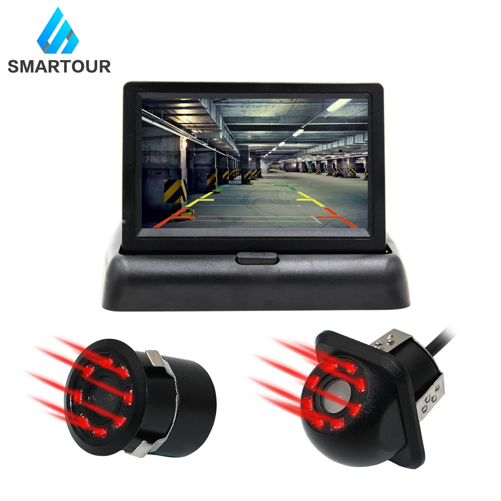 Smartour Автомобильная камера заднего вида 4," Автомобильный монитор TFT lcd парковочная система заднего вида для резервной камеры поддержка VCD DVD обратное изображение