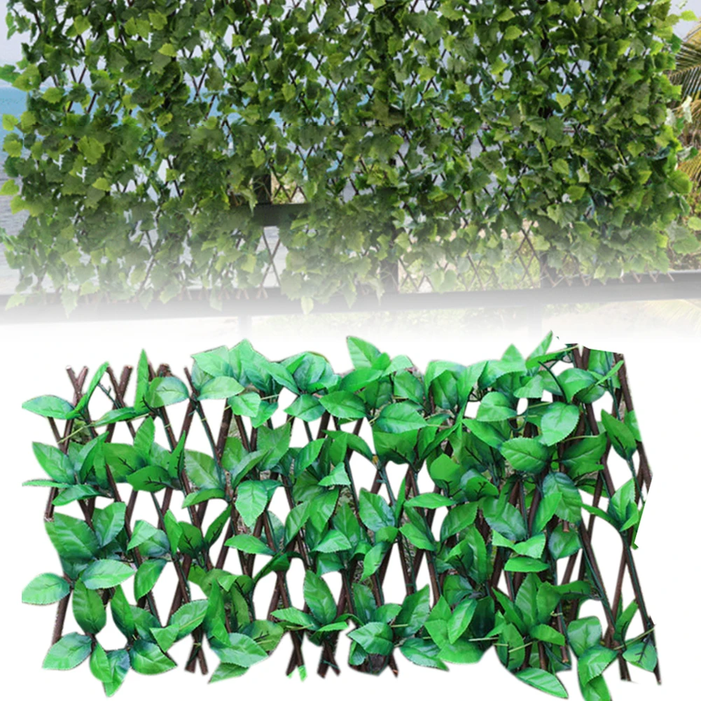 

Retractable Artificial Garden Fence Expandable Faux Ivy Privacy Fence Wood Vines Climbing Frame Gardening Plant Home Decorations