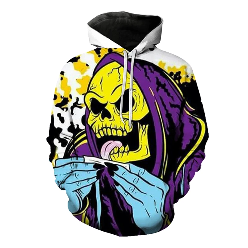 

Ghost pattern men s 3D printed hoodie visual impact party top punk goth round neck high quality American sweater hoodie .
