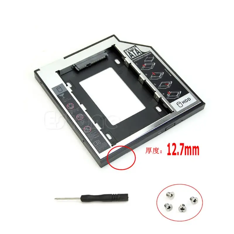 

12.7mm SATA 2nd HDD SSD Universal Hard Drive Caddy for cd DVD-ROM Optical Bay 87HE
