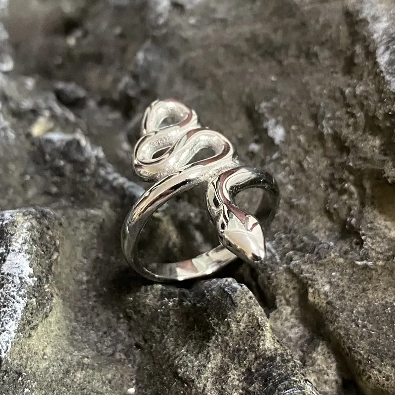 

2021 New Snake Unique Animals Stainless Steel Ring Gothic Ring For Women Vintage Unisex Gold Color Punk Jewelry Whole Sale Hip