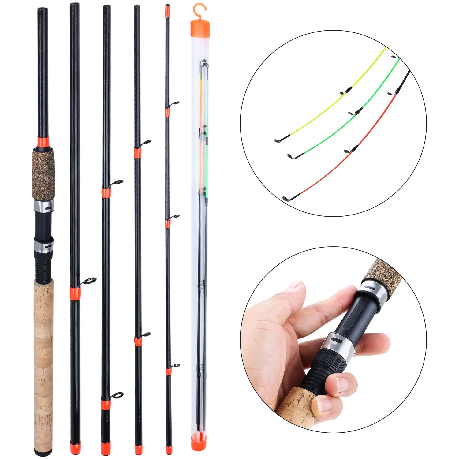 

Sougayilang 6 Section 3M Fishing Rod L M H Power Lengthened Handle Fishing Pole Carbon Fiber Spinning Rod Fishing Tackle Pesca