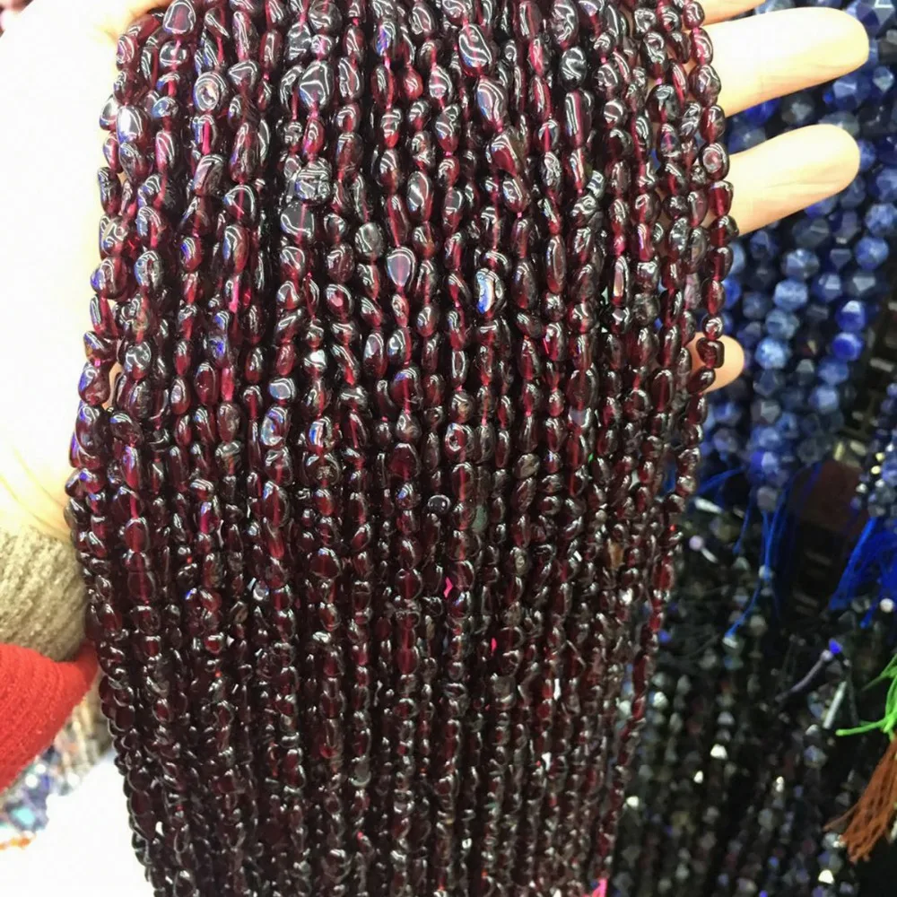 

2020 Natural garnet stone beads irregular shape loose perforated beads making for DIY jewelry bracelet necklace accessories