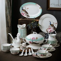 dishes and plates set ceramic tableware plates household jingdezhen bone china noodle bowl company gifts
