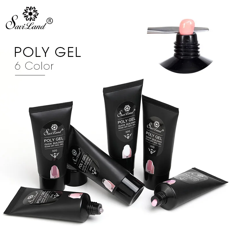 Твердый желеобразный полигель Saviland 30 г прозрачный строительный Гель лак для