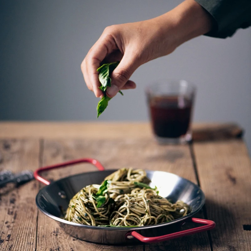 

Stainless Steel Paella Pan Spanish Seafood Frying Pot Non-Stick Frying Pot Kitchen Fried Chicken Fruit Plate Cooking Tool 24cm