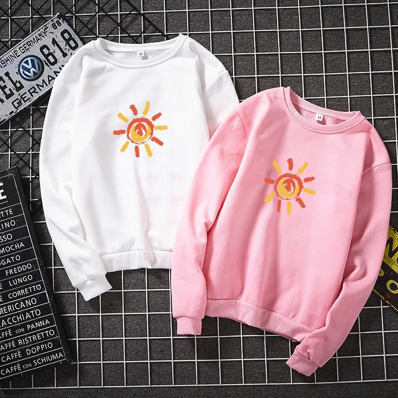 Зимний Свободный вязаный свитшот с принтом плюс размер Женский пуловер Топы