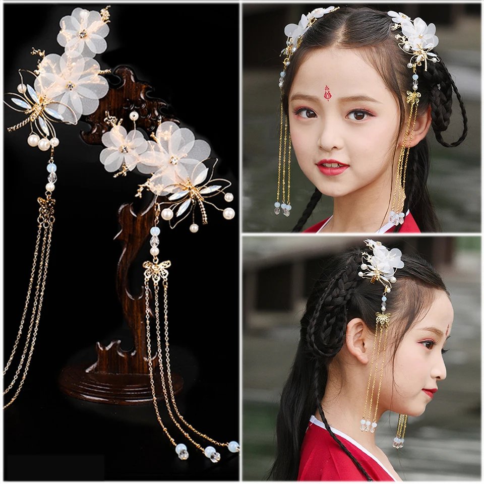 Милые шпильки для волос Hanfu девочек/детей в старинном стиле длинные заколки с