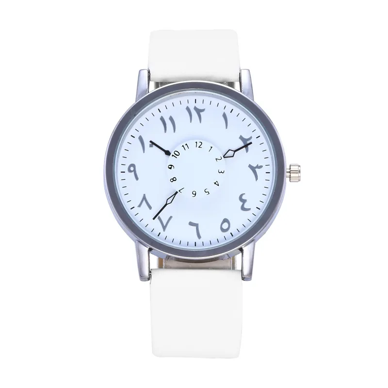 

2021 Korean Style Creative Rotational Second Hand Arabic Digital Couple Watch Men's and Women's Student Belt Fashion Quartz