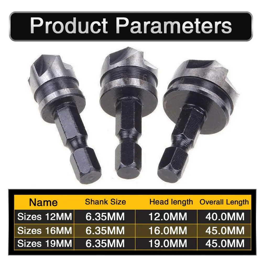 Комплект из 3 предметов 5 Флейта Зенковки сверло Набор 90 градусов фаски Резак Mayitr